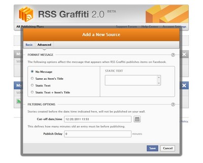 RSS GraffitiでFacebookブログ連携