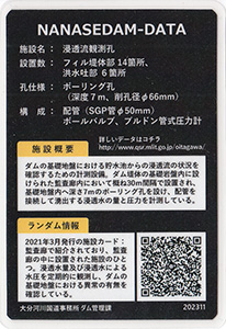 浸透流観測孔　ななせダム施設カードNo.36