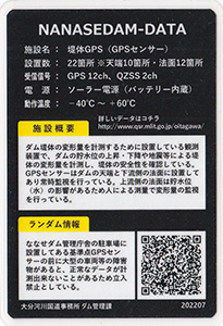 堤体GPS(GPSセンサー) ななせダム施設カードNo.20