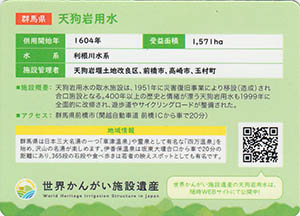 天狗岩用水　世界かんがい施設遺産カード