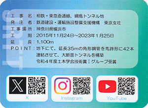 綱島トンネル　ＪＲＴＴカード2025