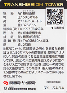 鉄塔カード　関西電力送配電