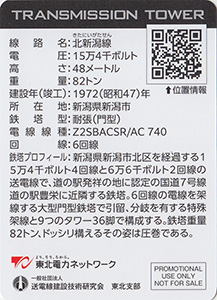 鉄塔カード（新潟版）　東北電力ネットワーク