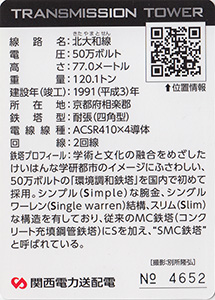 鉄塔カード 関西電力送配電