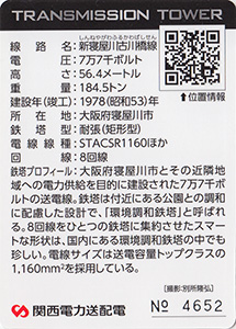 鉄塔カード 関西電力送配電