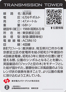 鉄塔カード　東京都２３区版　東京電力パワーグリッド
