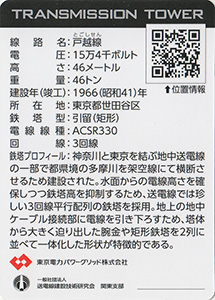 鉄塔カード　東京都２３区版　東京電力パワーグリッド