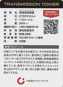 鉄塔カード　愛知県版　中部電力パワーグリッド