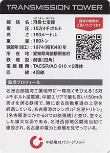 鉄塔カード　愛知県版　中部電力パワーグリッド