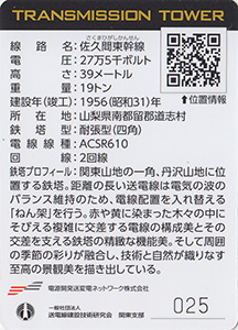 鉄塔カード　山梨県版　東京電力パワーグリッド