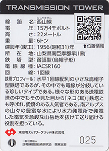 鉄塔カード　山梨県版　東京電力パワーグリッド