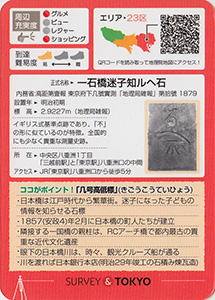 几号高低標　一石橋迷子しらせ石標　基準点カード