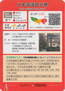日本国道路元標　基準点カード