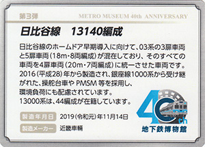 日比谷線１３１４０編成　地下鉄博物館開館４０周年記念
